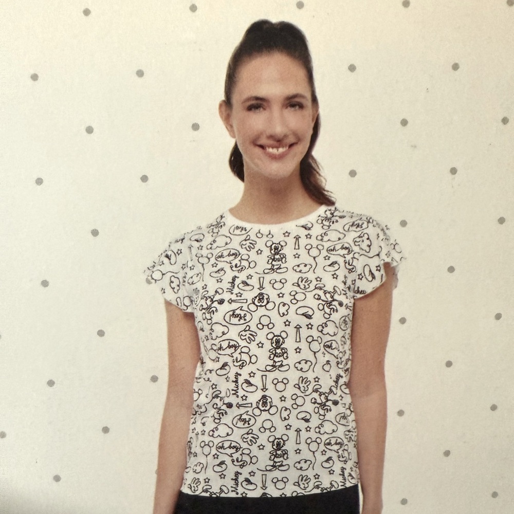 Mickey Mouse Ladies White Graphic Top